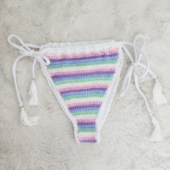 NWT Capittana Trinidad Crochet Rainbow Knit String Bikini Swim Bottom - Picture 2 of 10